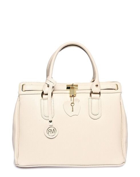 Beige leren handtas - 27x33x17 cm