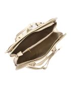Beige leren handtas - 27x33x17 cm