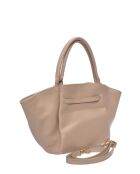 Taupe leren draagtas - 23x33x11 cm
