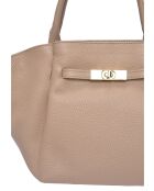 Taupe leren draagtas - 23x33x11 cm