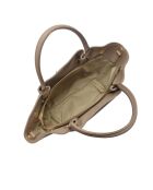 Taupe leren draagtas - 23x33x11 cm