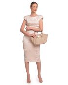 Taupe leren draagtas - 23x33x11 cm