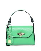 Groene leren tas met handgreep aan de bovenkant - 13x19x7 cm