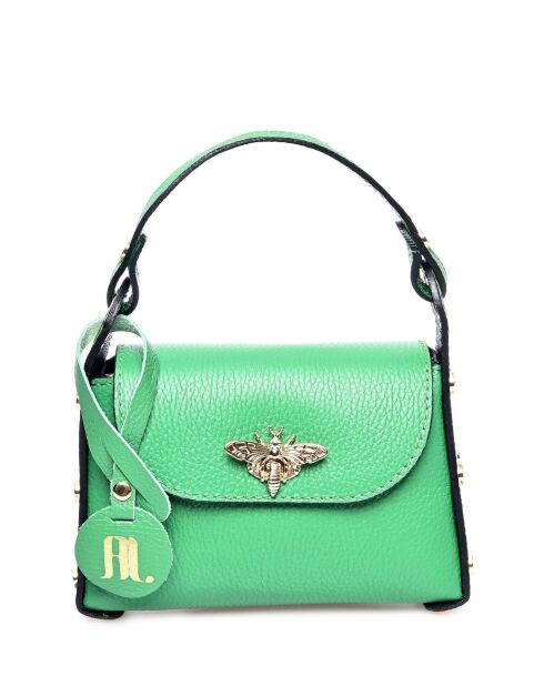 Groene leren tas met handgreep aan de bovenkant - 13x19x7 cm