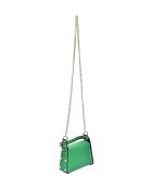 Groene leren tas met handgreep aan de bovenkant - 13x19x7 cm