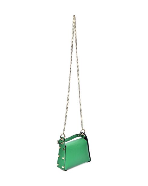 Groene leren tas met handgreep aan de bovenkant - 13x19x7 cm
