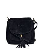 Zwarte leren tas met handgreep aan de bovenkant - 20,5x20,5x6 cm