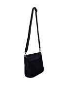 Zwarte leren tas met handgreep aan de bovenkant - 20,5x20,5x6 cm