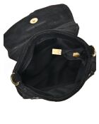 Zwarte leren tas met handgreep aan de bovenkant - 20,5x20,5x6 cm