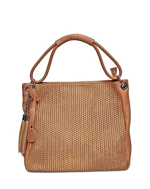 Cognac leren tas met handgreep aan de bovenkant - 34x45x14 cm