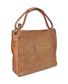 Cognac leren tas met handgreep aan de bovenkant - 34x45x14 cm