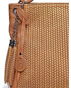 Cognac leren tas met handgreep aan de bovenkant - 34x45x14 cm