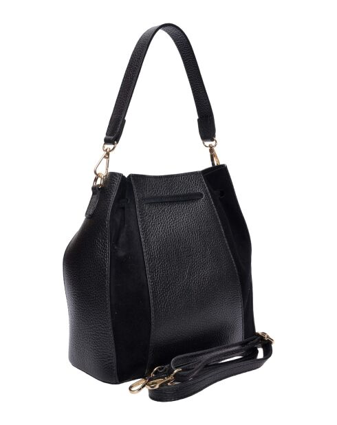 Zwarte leren emmertas - 25x24x12,5 cm