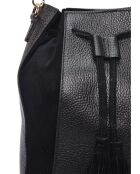 Zwarte leren emmertas - 25x24x12,5 cm