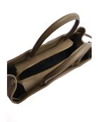Taupe leren draagtas - 28,5x38x12 cm