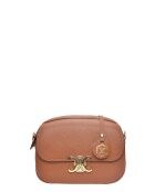 Cognac leren schoudertas - 17x22x7 cm