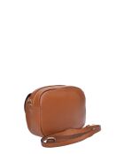 Cognac leren schoudertas - 17x22x7 cm