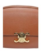 Cognac leren schoudertas - 17x22x7 cm