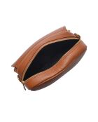 Cognac leren schoudertas - 17x22x7 cm