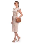 Cognac leren schoudertas - 17x22x7 cm