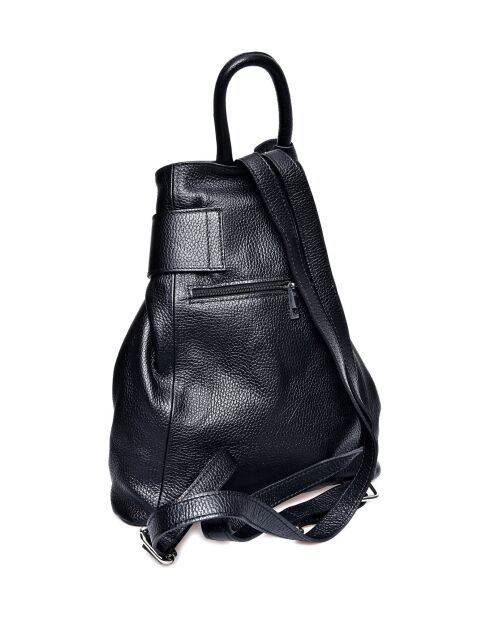 Zwarte leren rugzak - 33,5x34x14 cm