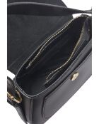 Zwarte leren handtas - 19x22,5x9 cm