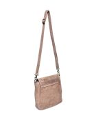 Taupe leren tas met handgreep aan de bovenkant - 20,5x20,5x6 cm