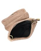 Taupe leren tas met handgreep aan de bovenkant - 20,5x20,5x6 cm
