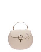 Beige leren schoudertas - 20x23,5x7,5 cm