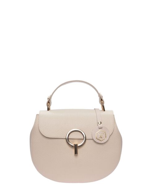 Beige leren schoudertas - 20x23,5x7,5 cm