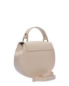 Beige leren schoudertas - 20x23,5x7,5 cm