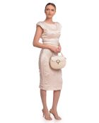 Beige leren schoudertas - 20x23,5x7,5 cm