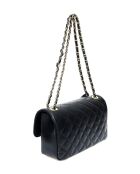 Zwarte leren schoudertas - 18x27,5x8 cm