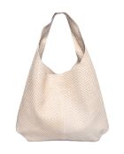 Beige leren draagtas - 35x46x16 cm