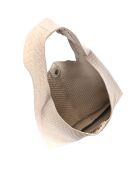 Beige leren draagtas - 35x46x16 cm