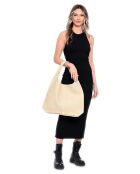 Beige leren draagtas - 35x46x16 cm