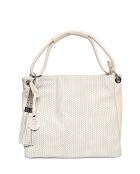 Beige leren tas met handgreep aan de bovenkant - 34x45x14 cm