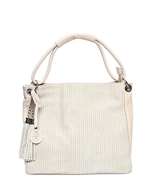 Beige leren tas met handgreep aan de bovenkant - 34x45x14 cm