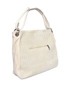 Beige leren tas met handgreep aan de bovenkant - 34x45x14 cm
