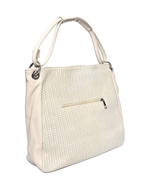 Beige leren tas met handgreep aan de bovenkant - 34x45x14 cm