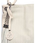 Beige leren tas met handgreep aan de bovenkant - 34x45x14 cm