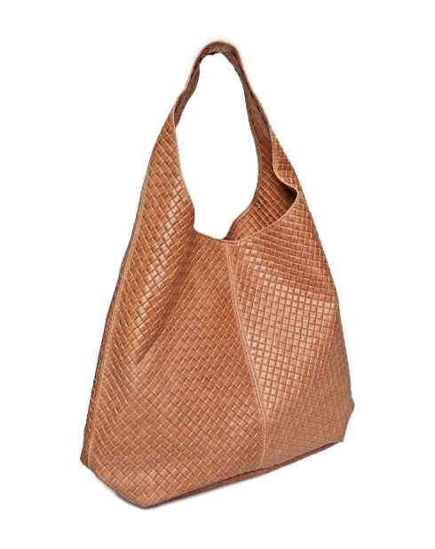 Cognac leren draagtas - 35x46x16 cm