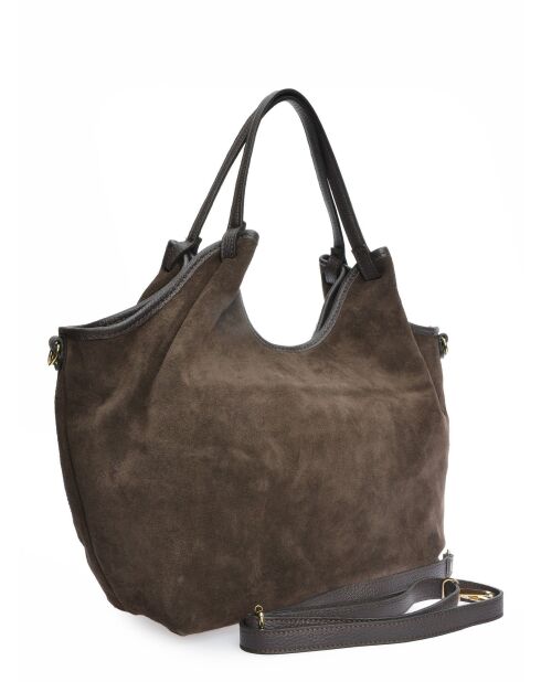 Hobo-tas in chocoladesuède - 29x42x11 cm