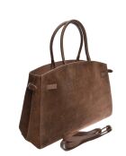Bruine leren draagtas - 28,5x38x12 cm