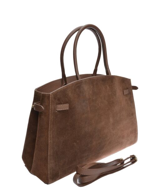 Bruine leren draagtas - 28,5x38x12 cm