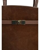 Bruine leren draagtas - 28,5x38x12 cm
