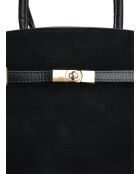 Zwarte leren draagtas - 28,5x38x12 cm