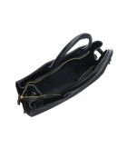 Zwarte leren draagtas - 28,5x38x12 cm