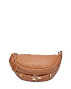 Cognac leren schoudertas - 17x28x cm