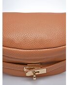 Cognac leren schoudertas - 17x28x cm